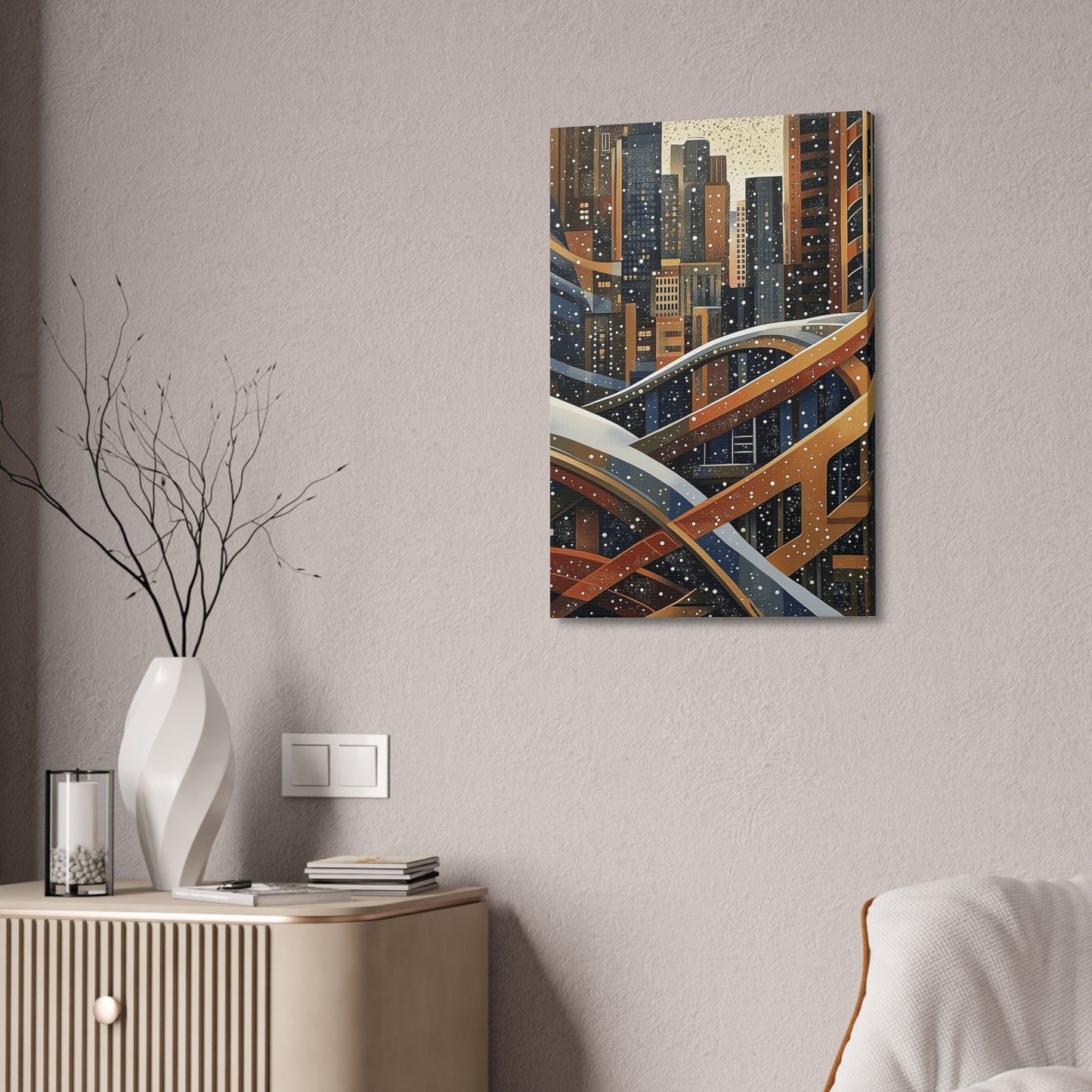 Urban Snowfall Canvas Art - Stretched Wall Decor 1.5 in. depth
