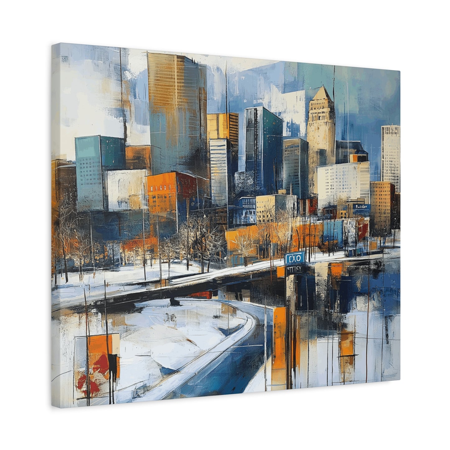 Urban Landscape Matte Canvas Wall Art - Modern Cityscape Decor