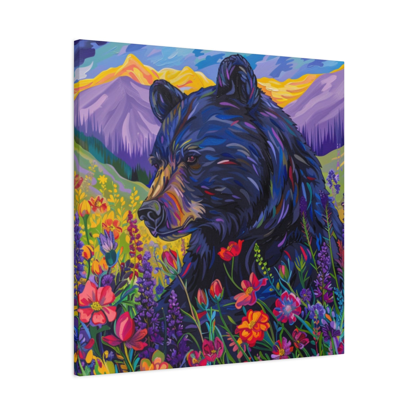 Vibrant Black Bear Canvas Wall Art