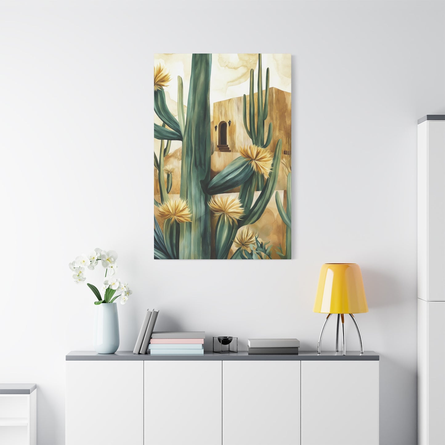 Church and Cacti Canvas Art