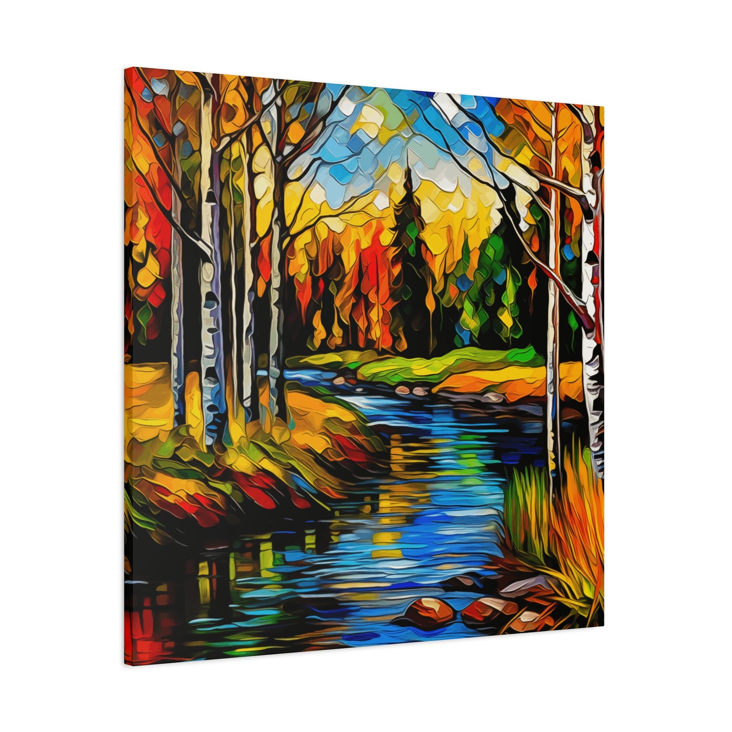 Mountain creek with colorful aspens