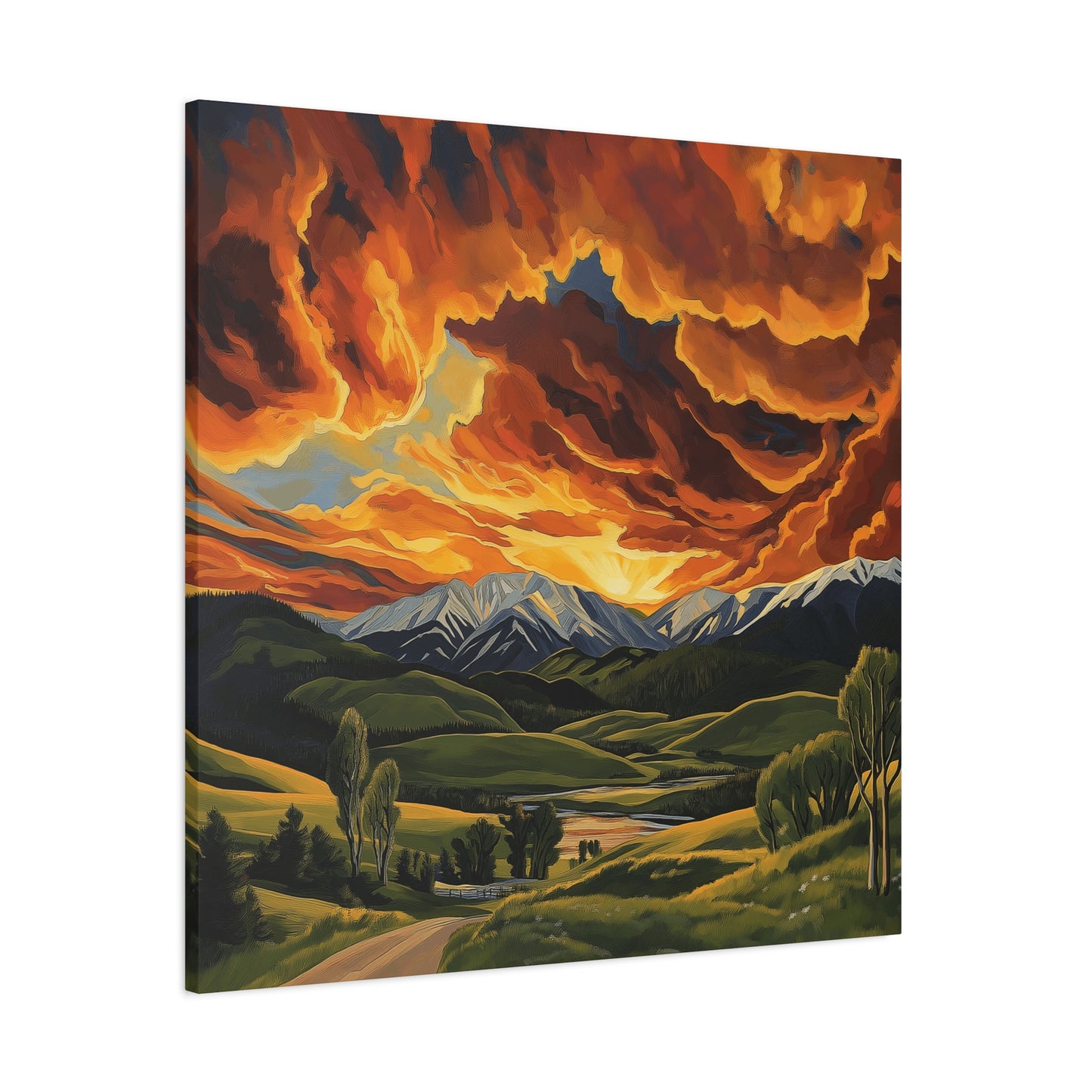 Canvas Print - Colorado Mountains and Farm