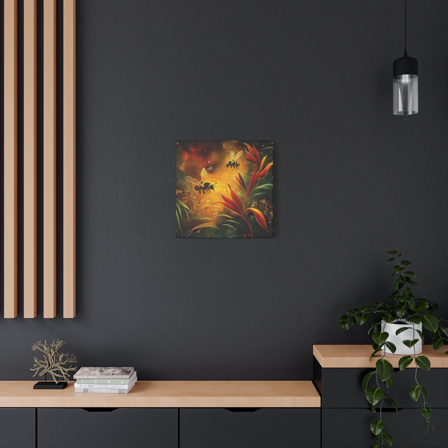 Bee-Inspired Matte Canvas Wall Art - Vibrant Nature Decor