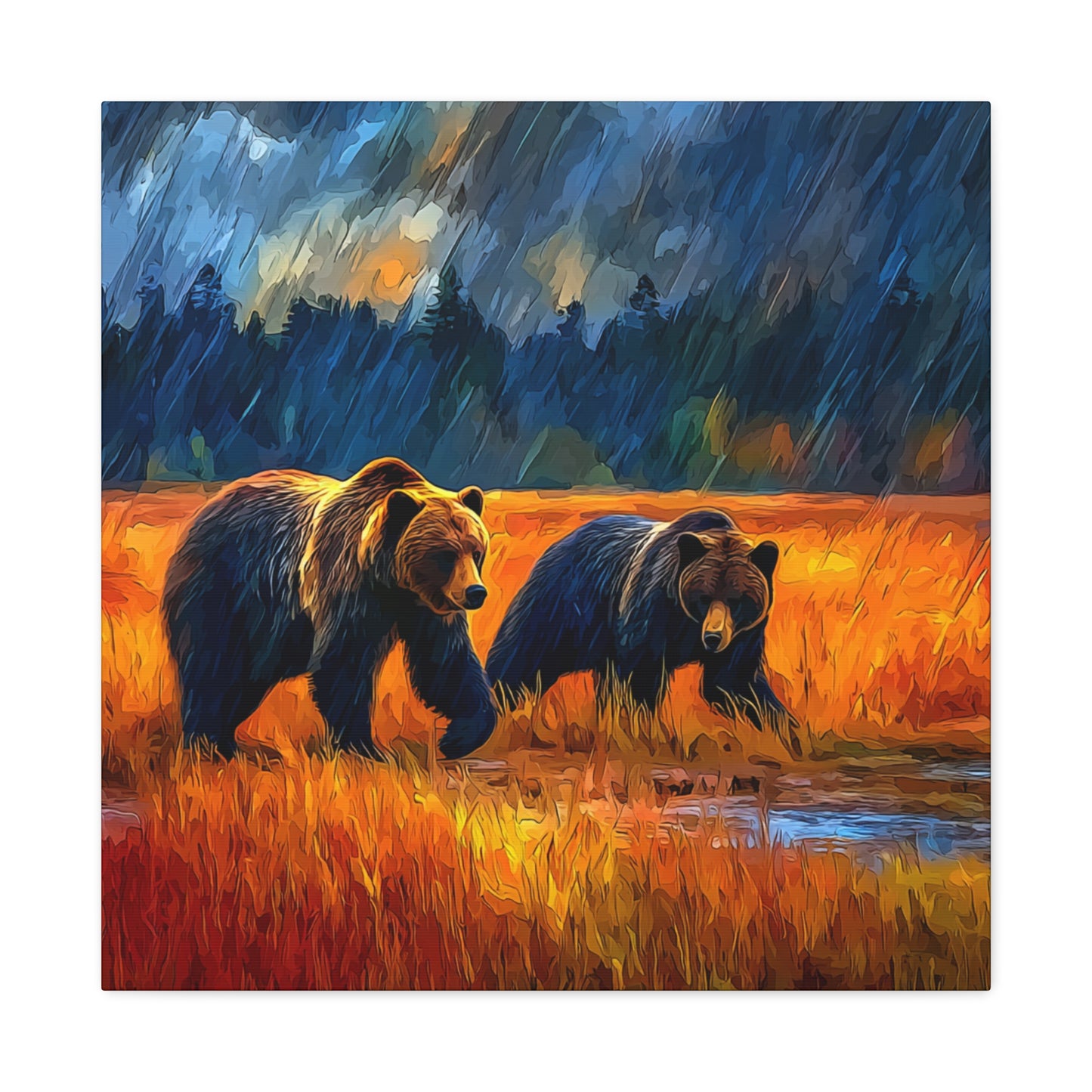 Canvas Print - Travelin Bears Two in Stormy Weather