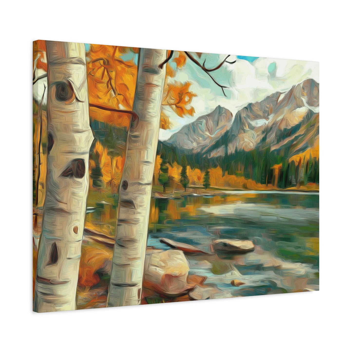 Canvas Wall Art - Aspens at High Mountain Lake