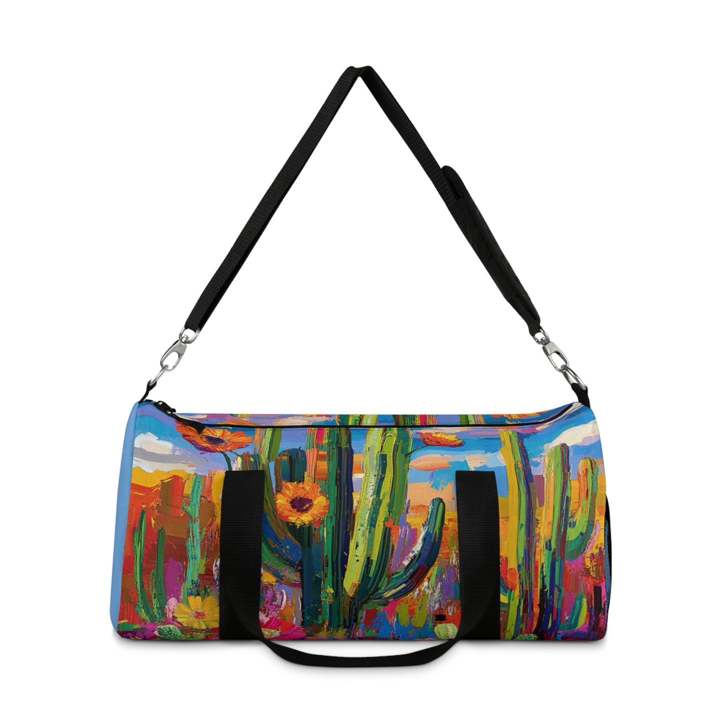 Vibrant Desert Cactus Duffel Bag - Travel, Gym, Weekend Getaway, Floral Print, Unique Design