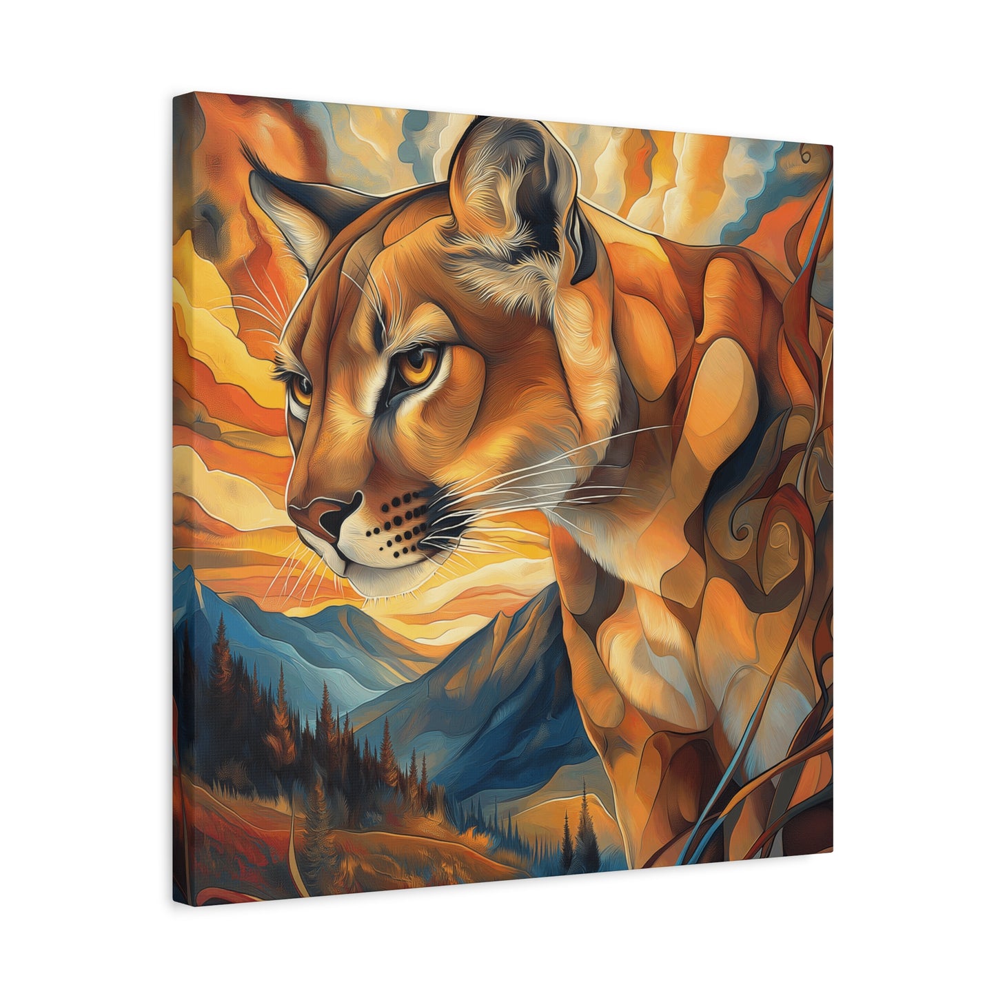 Vibrant Mountain Lion Canvas Print - Wall Art for Nature Lovers