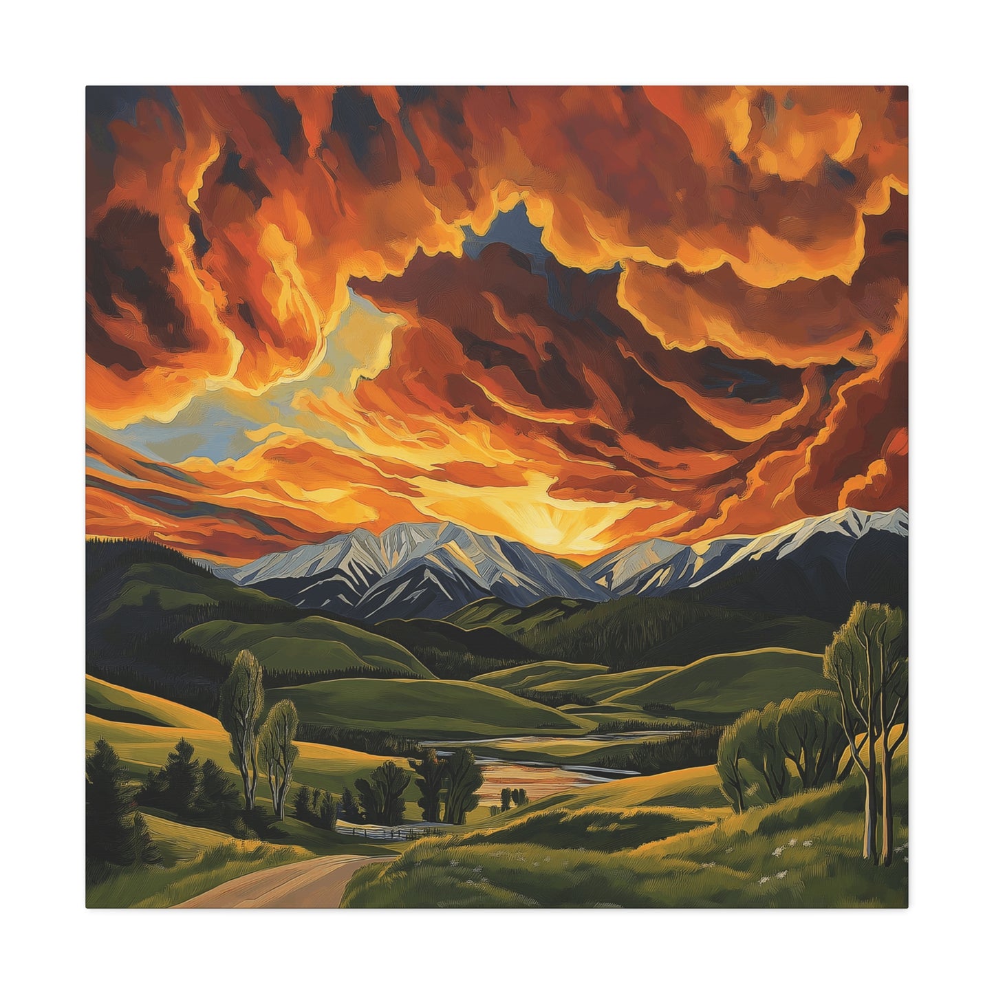 Canvas Print - Colorado Mountains and Farm