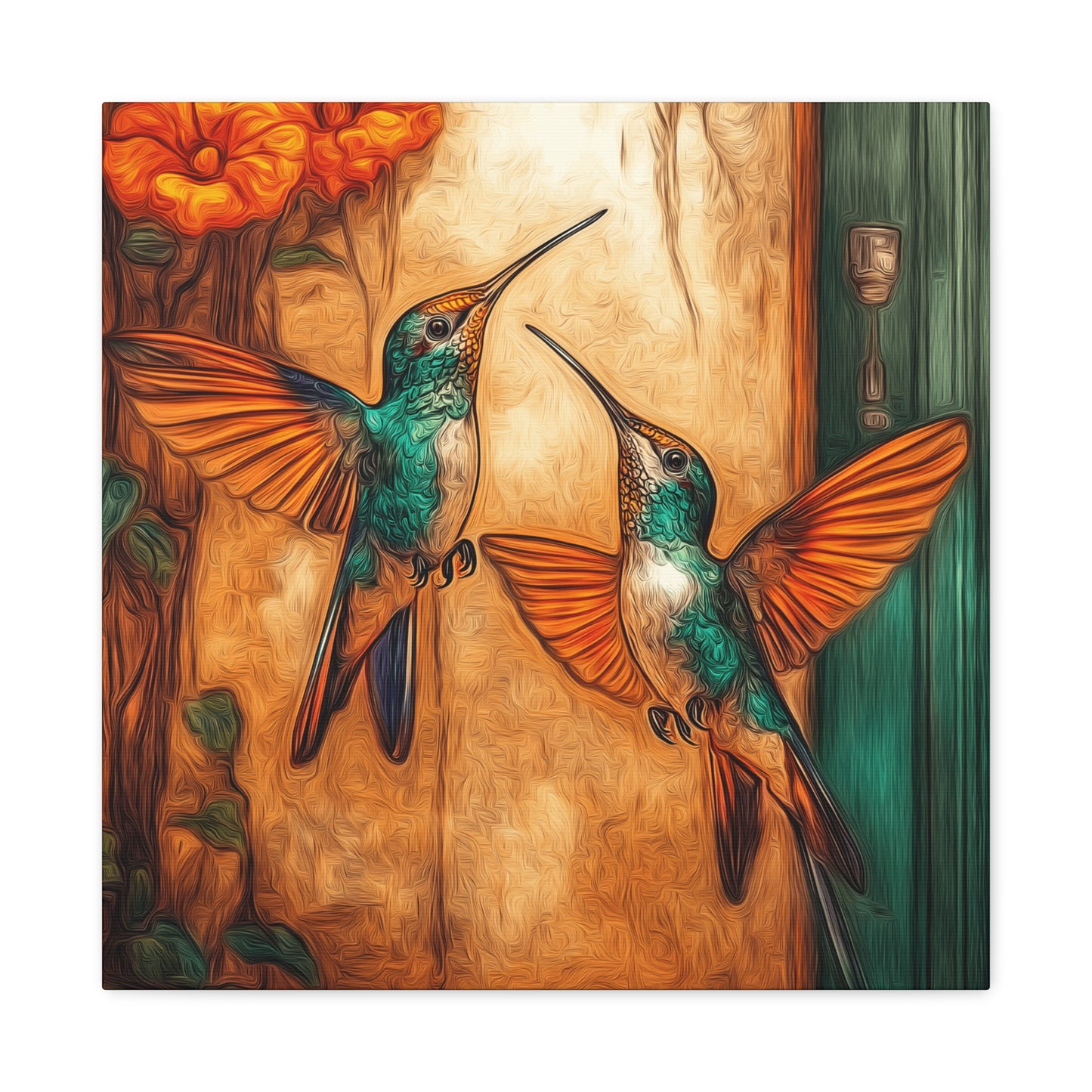 Canvas Wall Art - Dueling Hummingbirds
