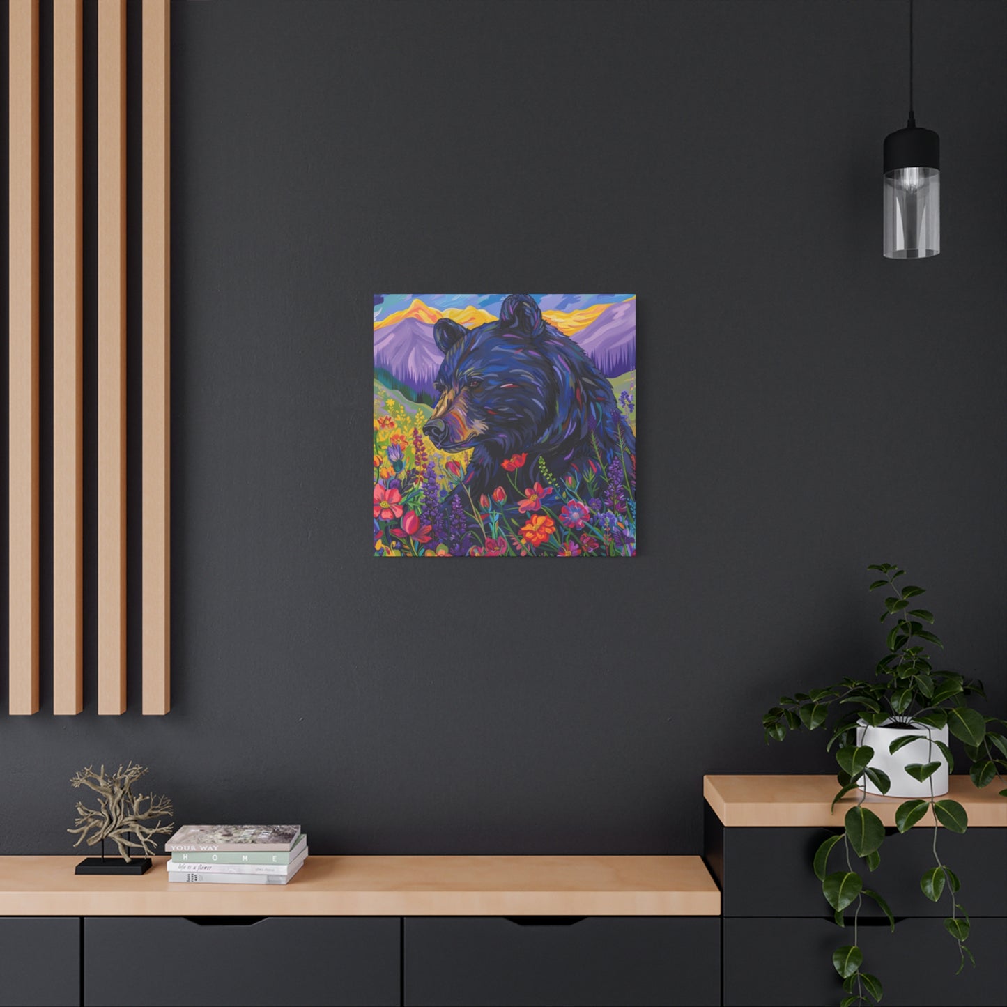 Vibrant Black Bear Canvas Wall Art