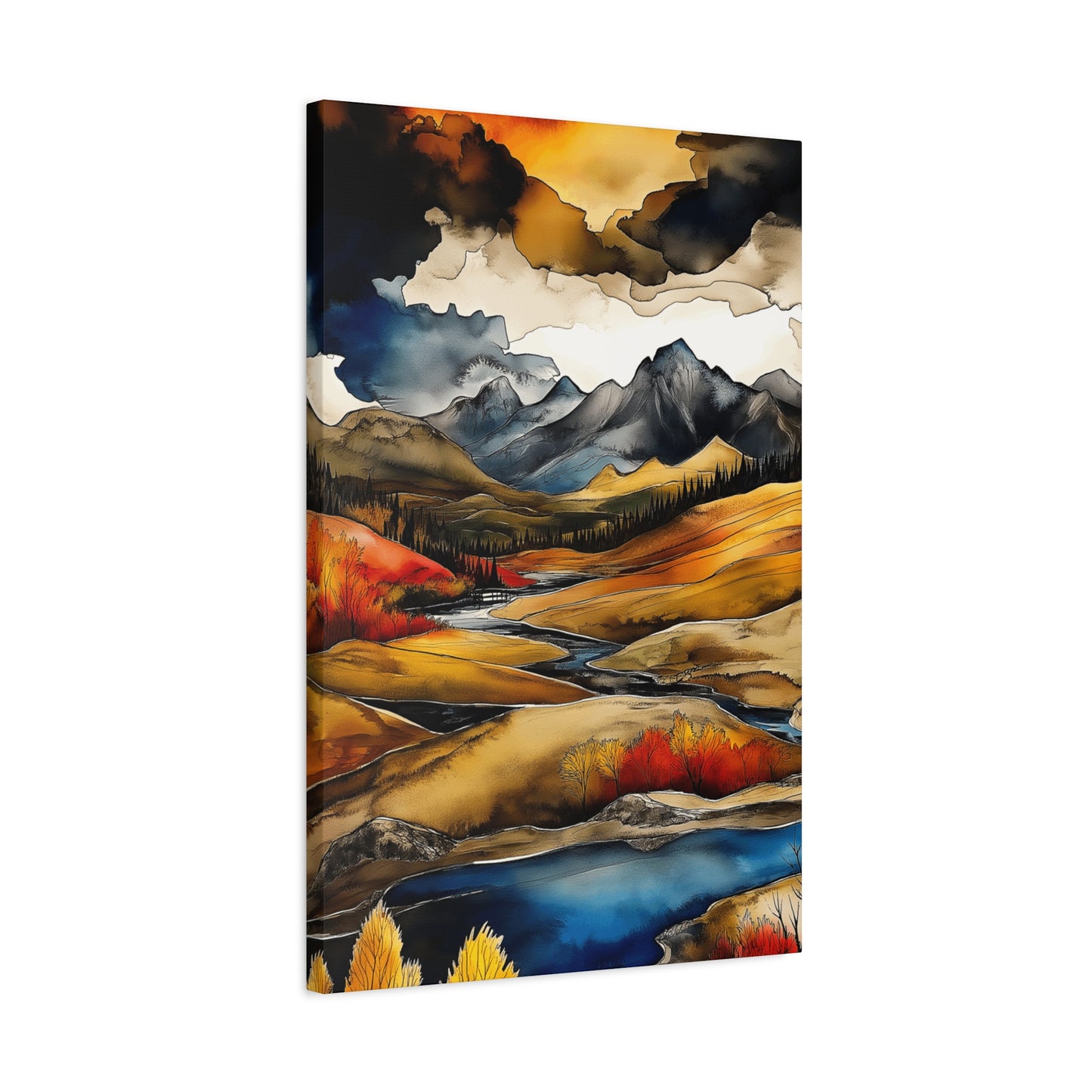 Mountain Landscape Art Print on Matte Canvas