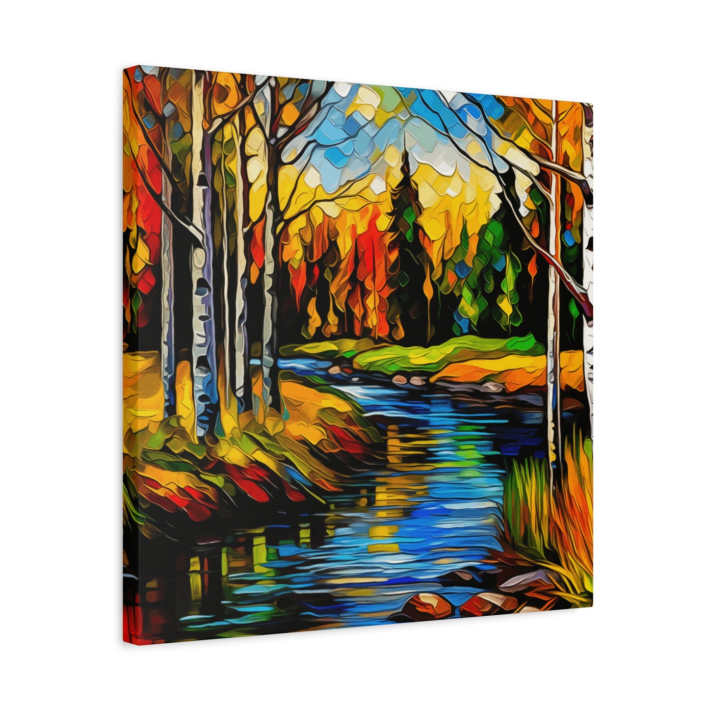 Mountain creek with colorful aspens