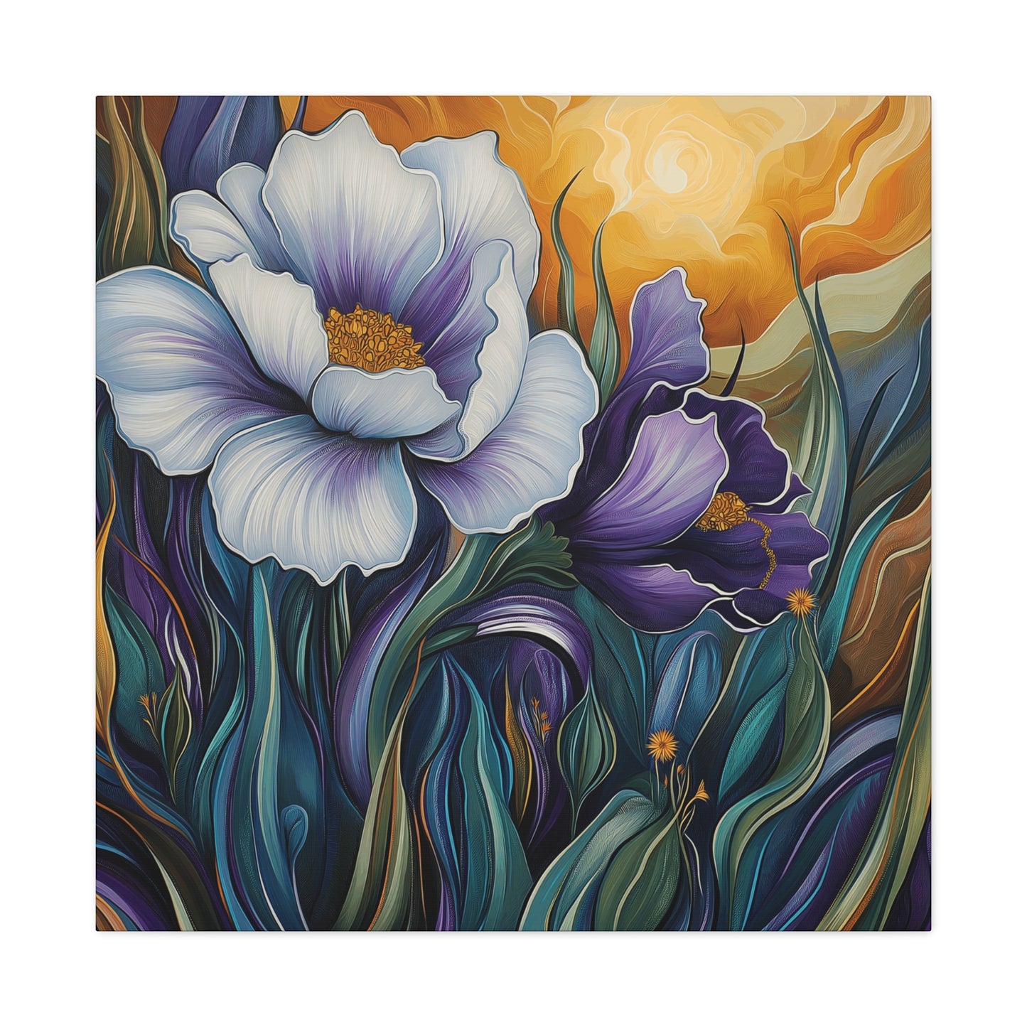 Purple, Purple Flowers at Sunset