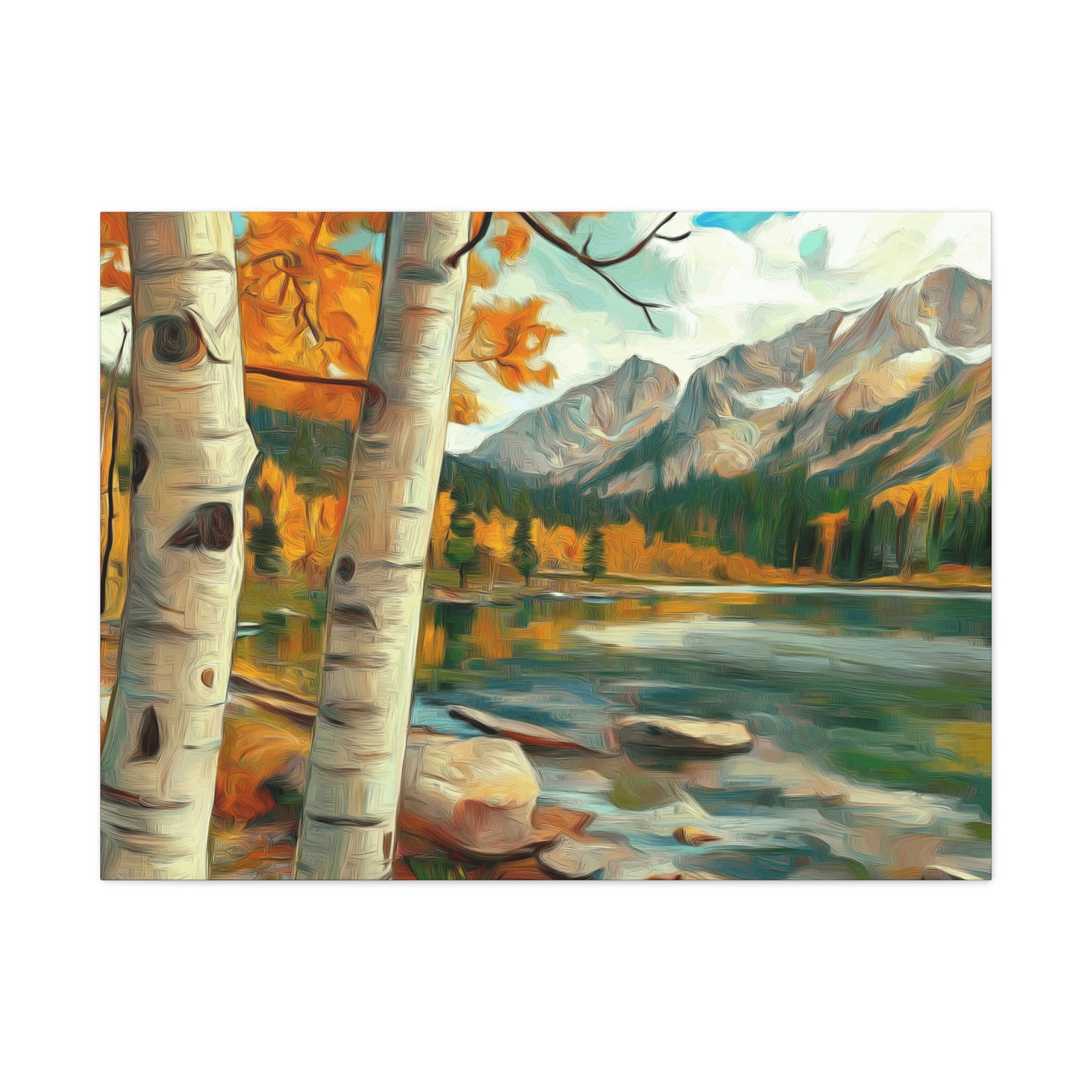 Canvas Wall Art - Aspens at High Mountain Lake