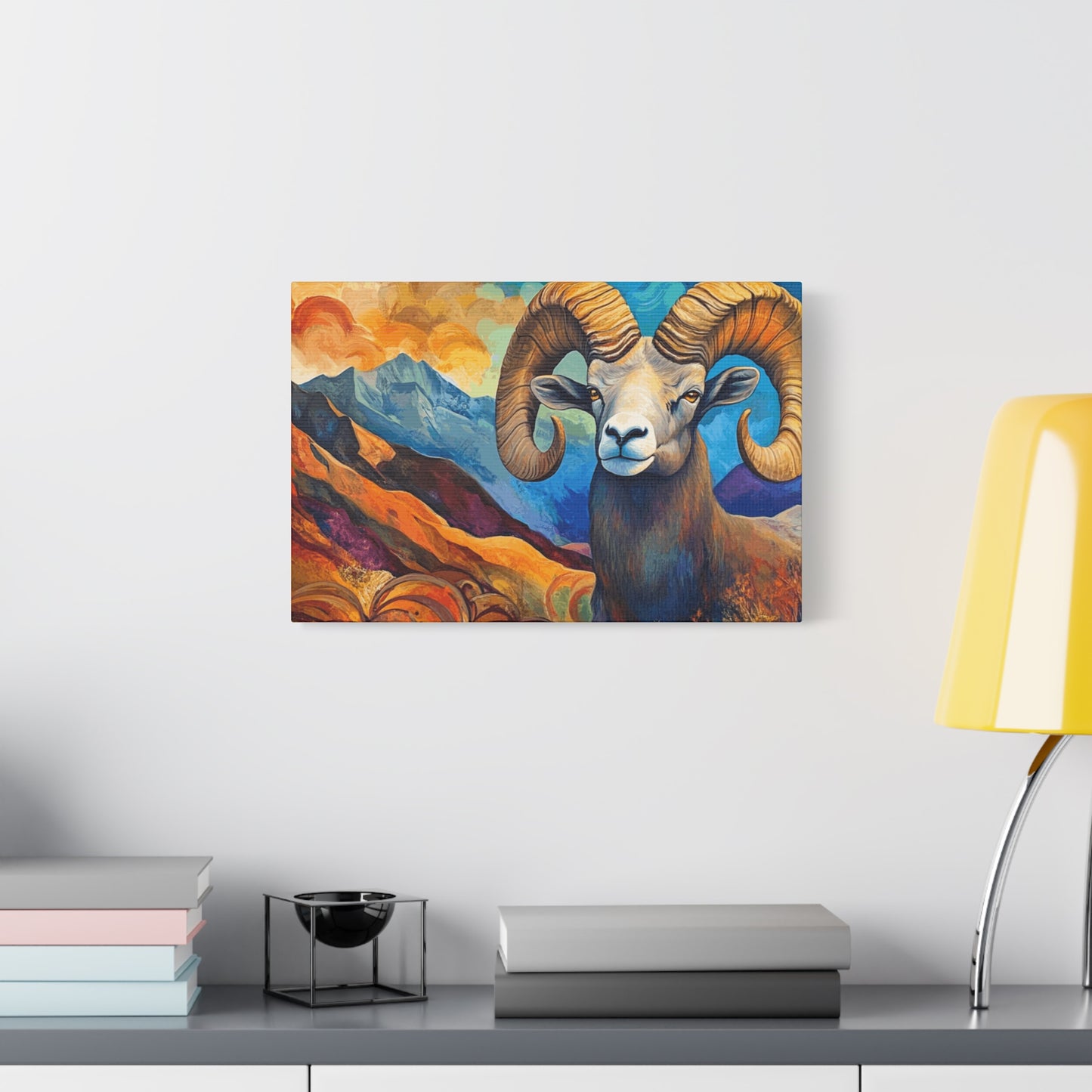 Vibrant Mountain Ram Canvas Wall Art