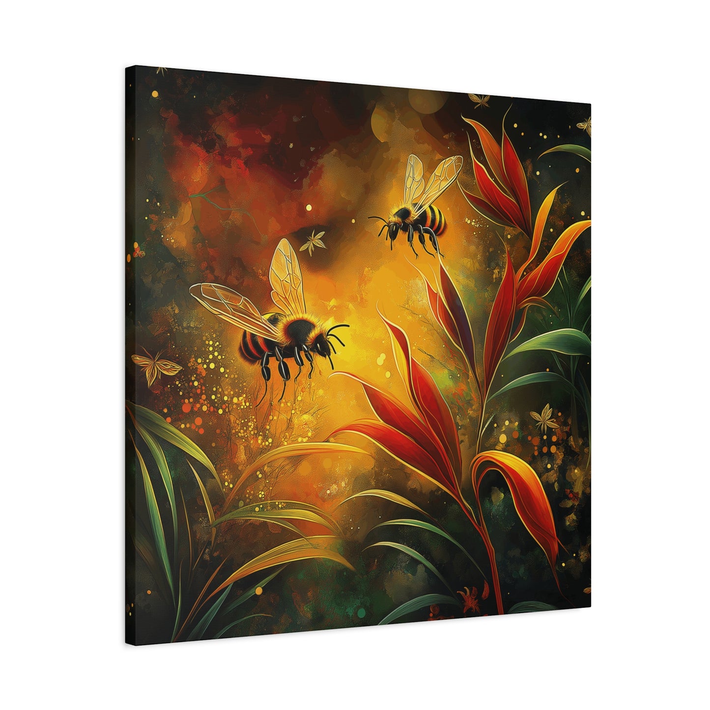 Bee-Inspired Matte Canvas Wall Art - Vibrant Nature Decor