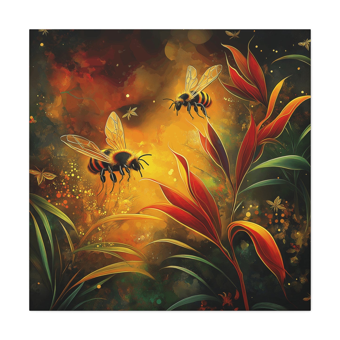 Bee-Inspired Matte Canvas Wall Art - Vibrant Nature Decor