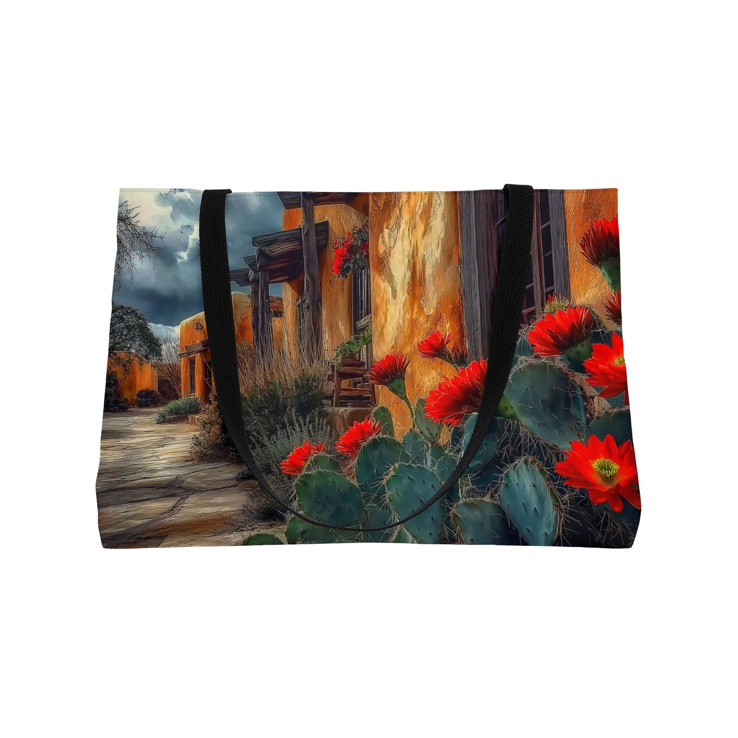 Southwest Vibrant Floral Weekender Tote Bag, Travel Bag, Beach Bag, Floral Tote, Cactus Art Bag, Gift for Nature Lovers