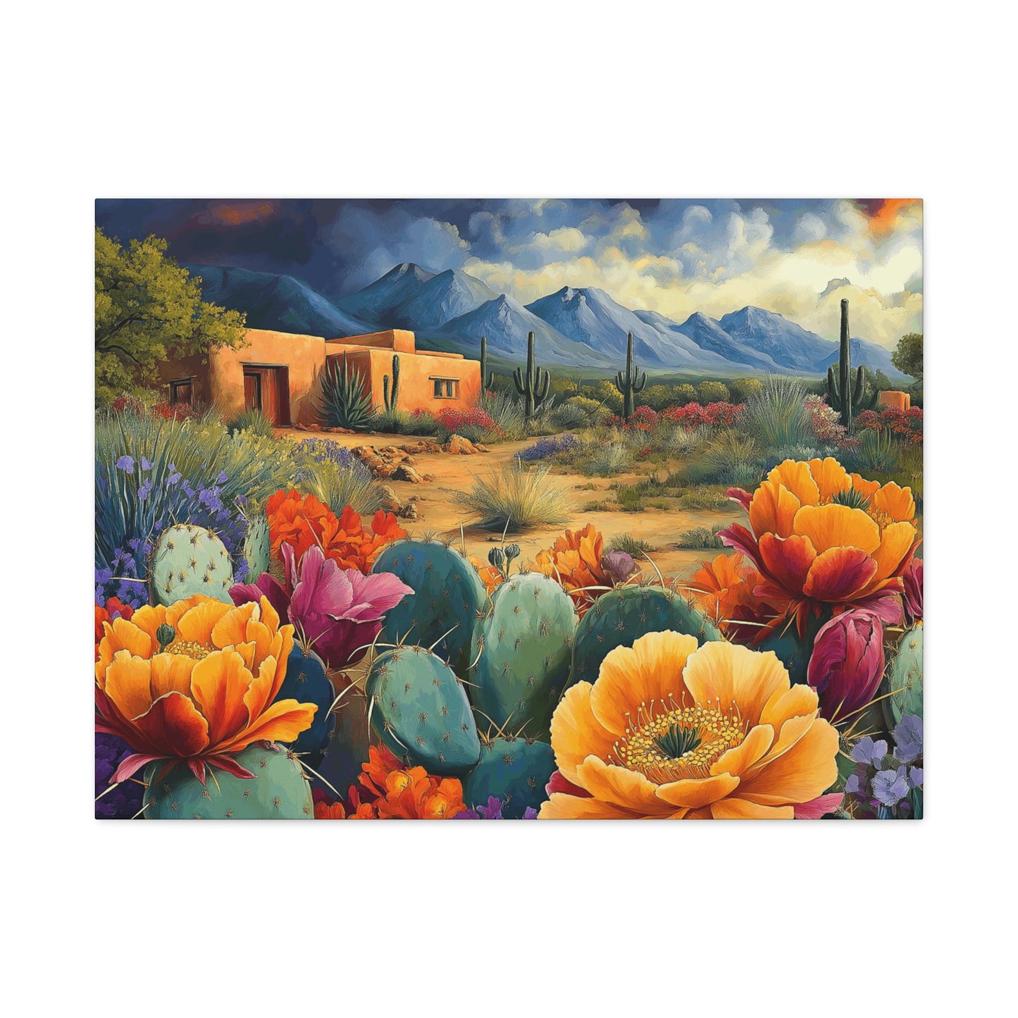 Desert Bloom Canvas Art - Vibrant Southwest Landscape