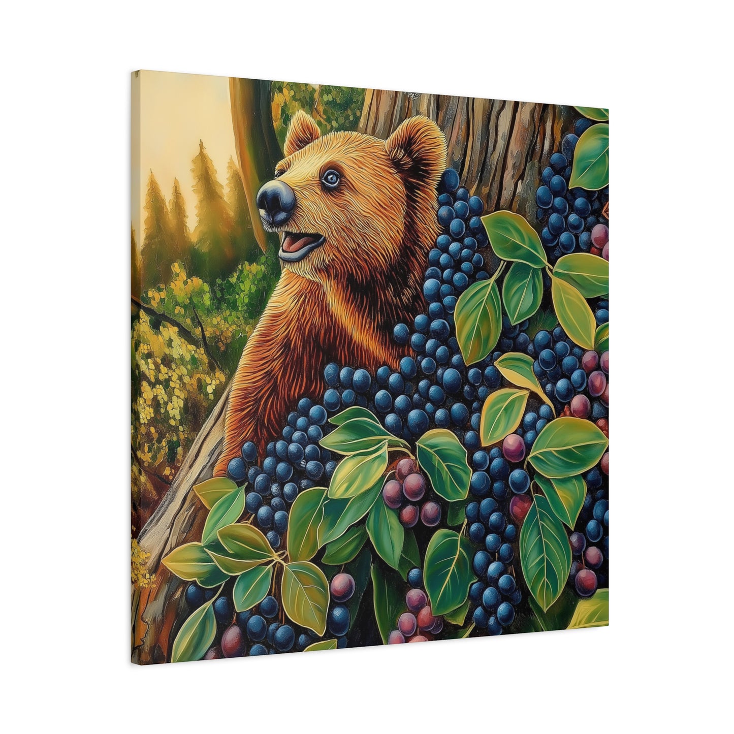 Canvas Print Bear Cub with Berries