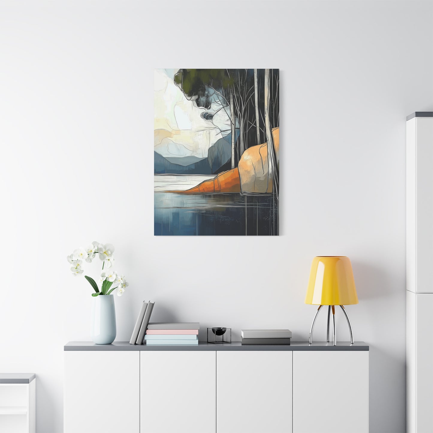 Canvas Wall Art - Serene Mystical Mountain Lake