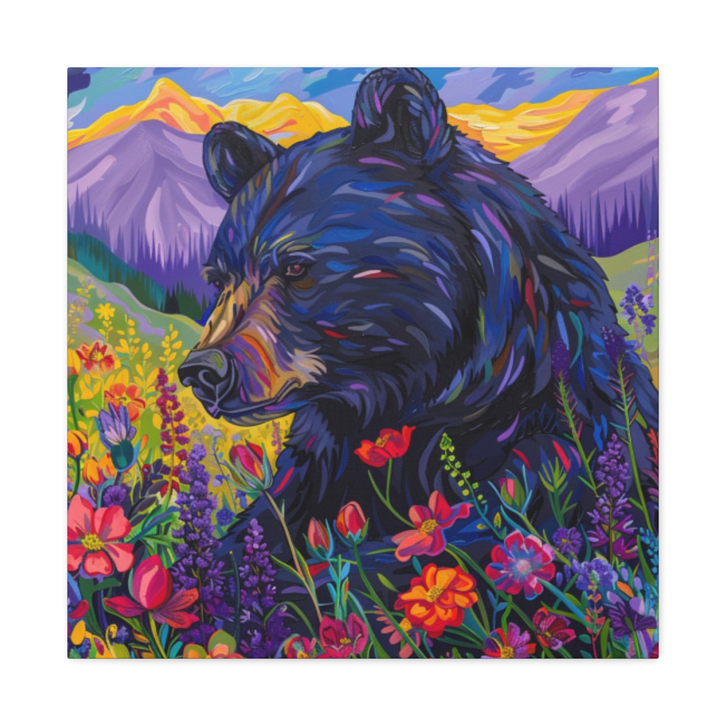 Vibrant Black Bear Canvas Wall Art