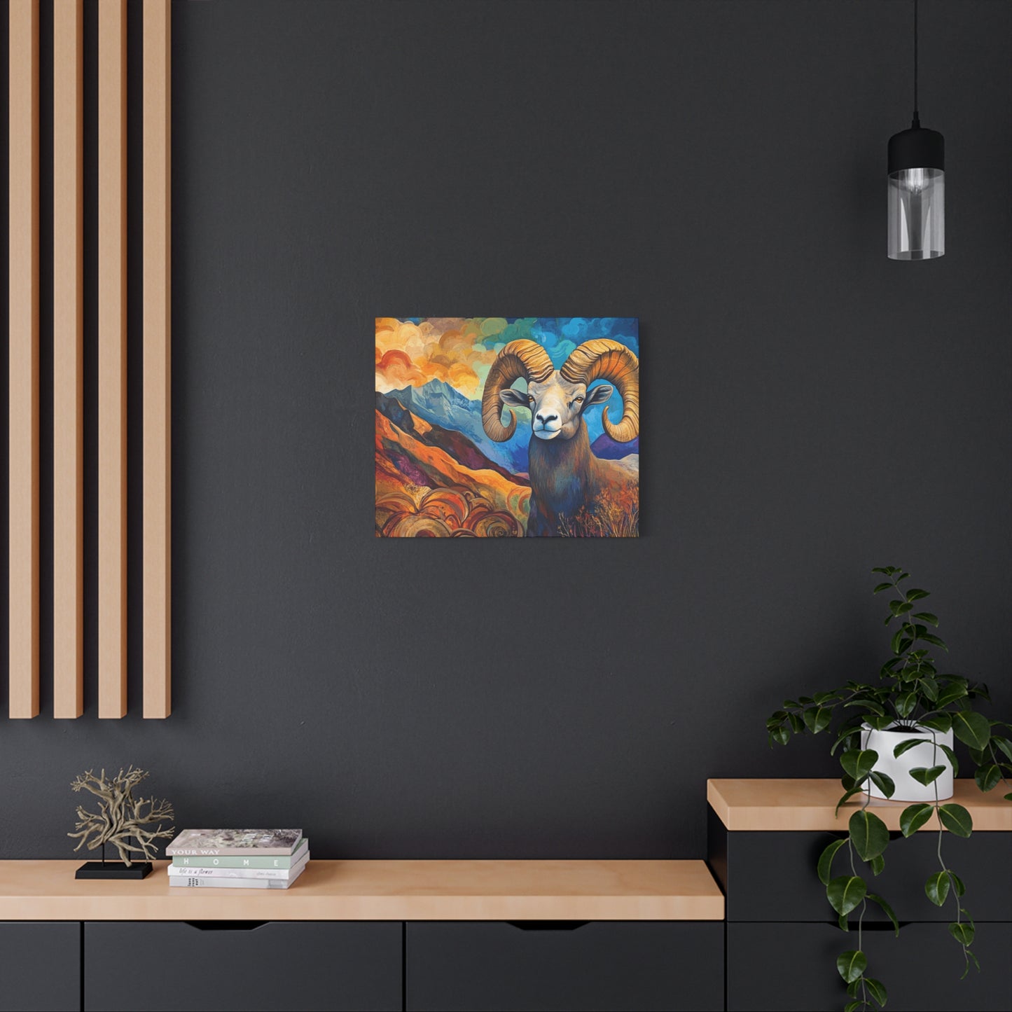 Vibrant Mountain Ram Canvas Wall Art