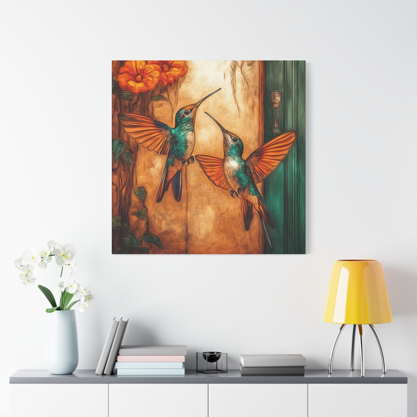 Canvas Wall Art - Dueling Hummingbirds