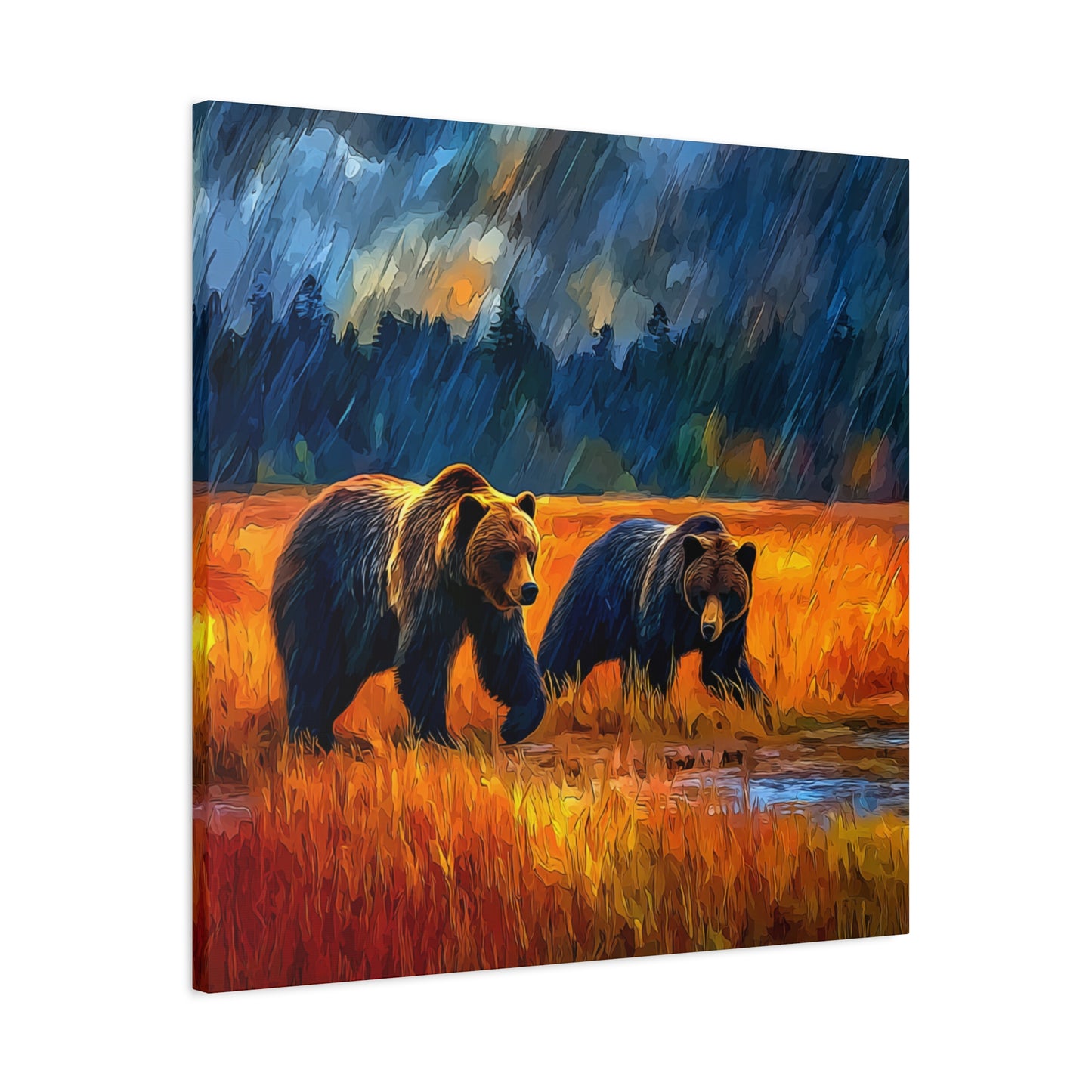 Canvas Print - Travelin Bears Two in Stormy Weather