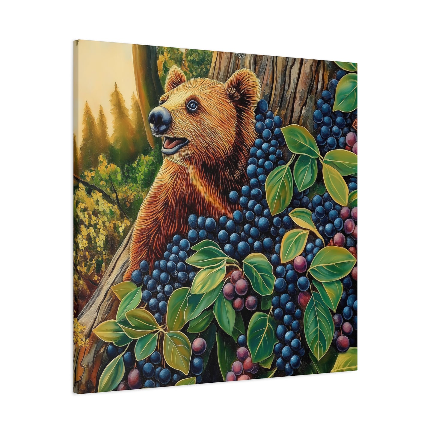 Canvas Print Bear Cub with Berries