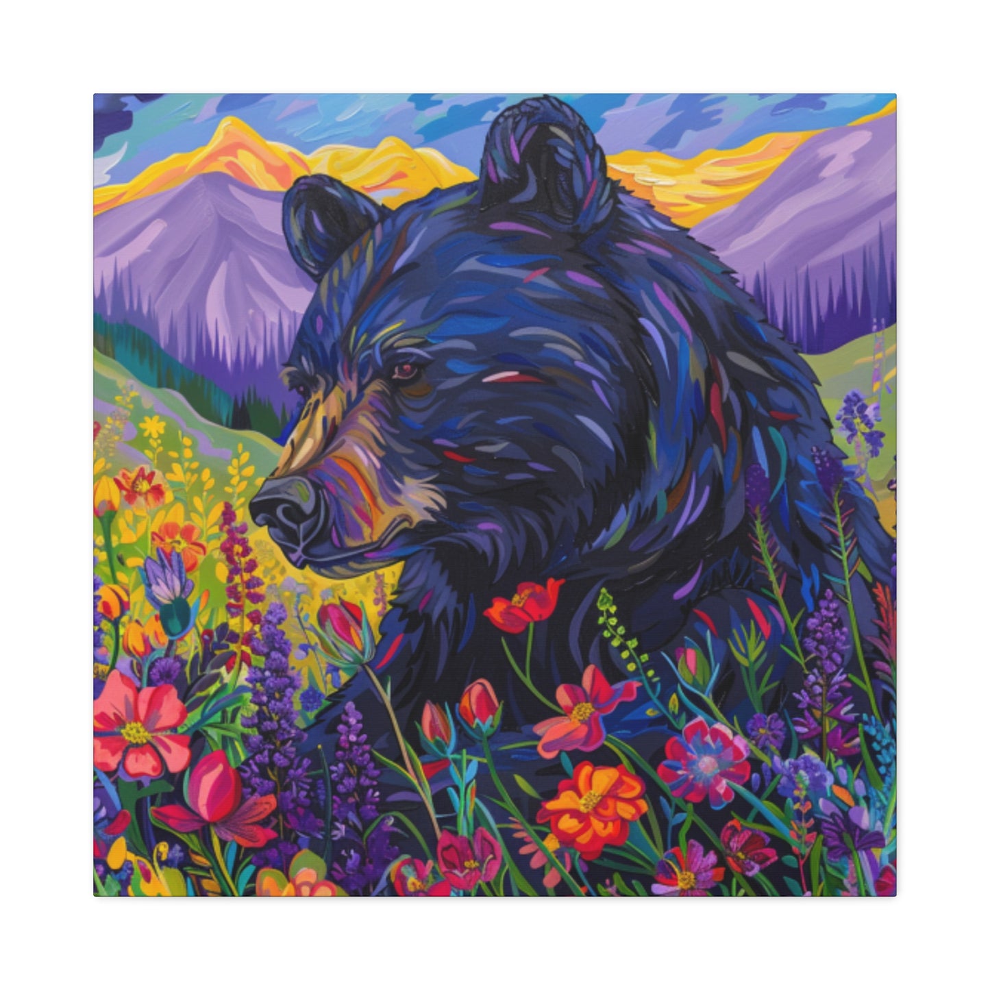Vibrant Black Bear Canvas Wall Art