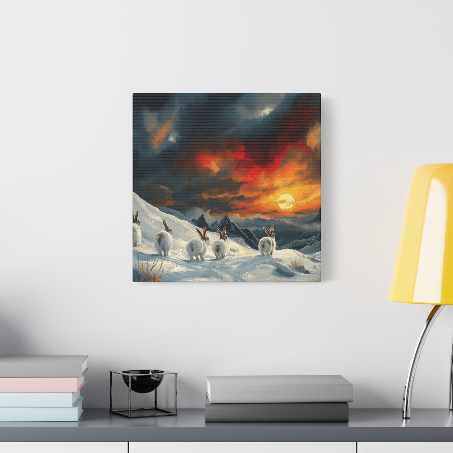 Serene Bunny Landscape Canvas Art - Scenic Home Décor for Animal Lovers