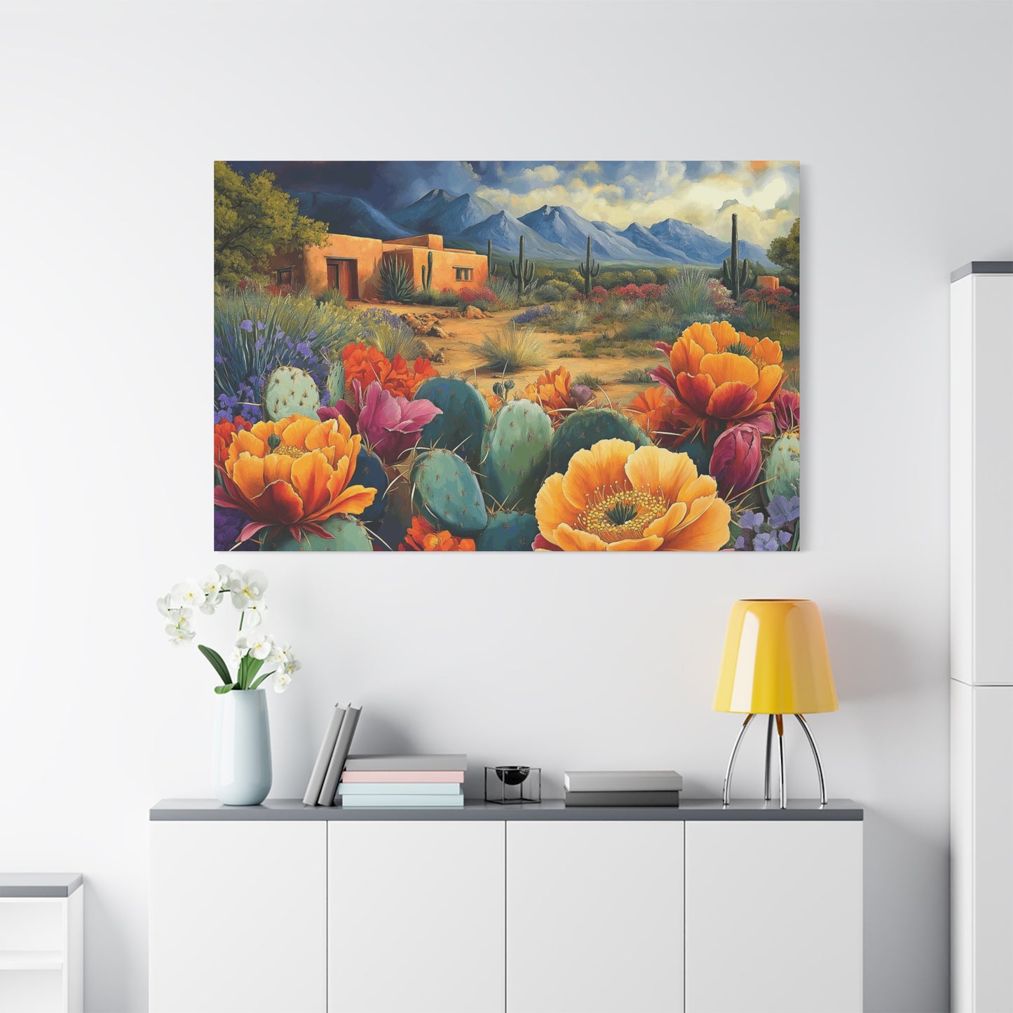 Desert Bloom Canvas Art - Vibrant Southwest Landscape