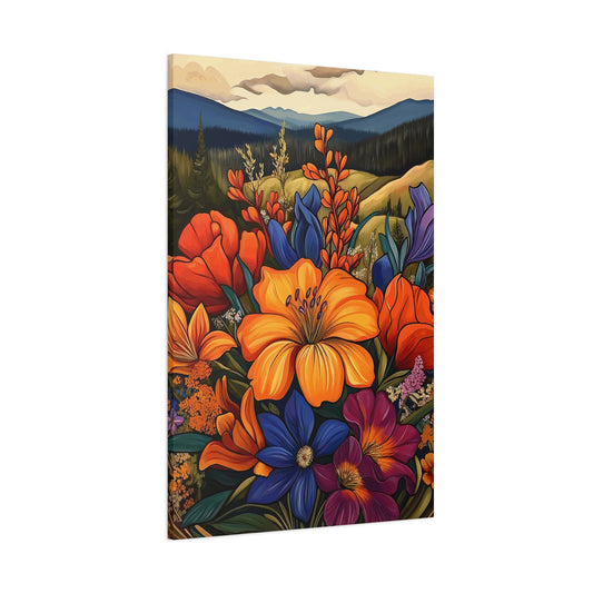 Colorful Floral Matte Canvas Wall Art - Vibrant Nature Decor
