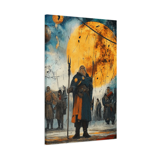 Epic Fantasy Wall Art - Stretched Matte Canvas, War Scene with Heroic Figure