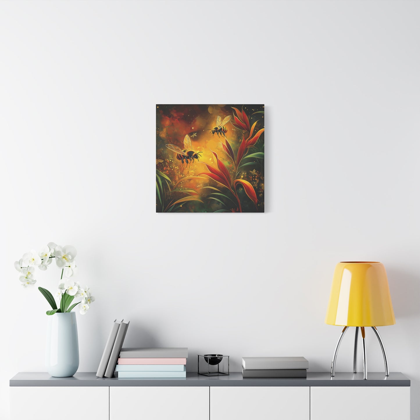 Bee-Inspired Matte Canvas Wall Art - Vibrant Nature Decor