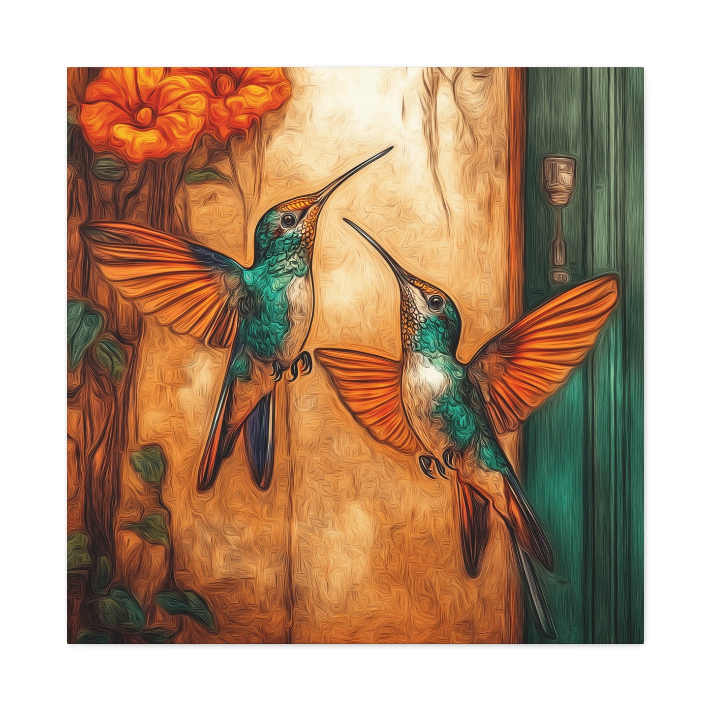 Canvas Wall Art - Dueling Hummingbirds