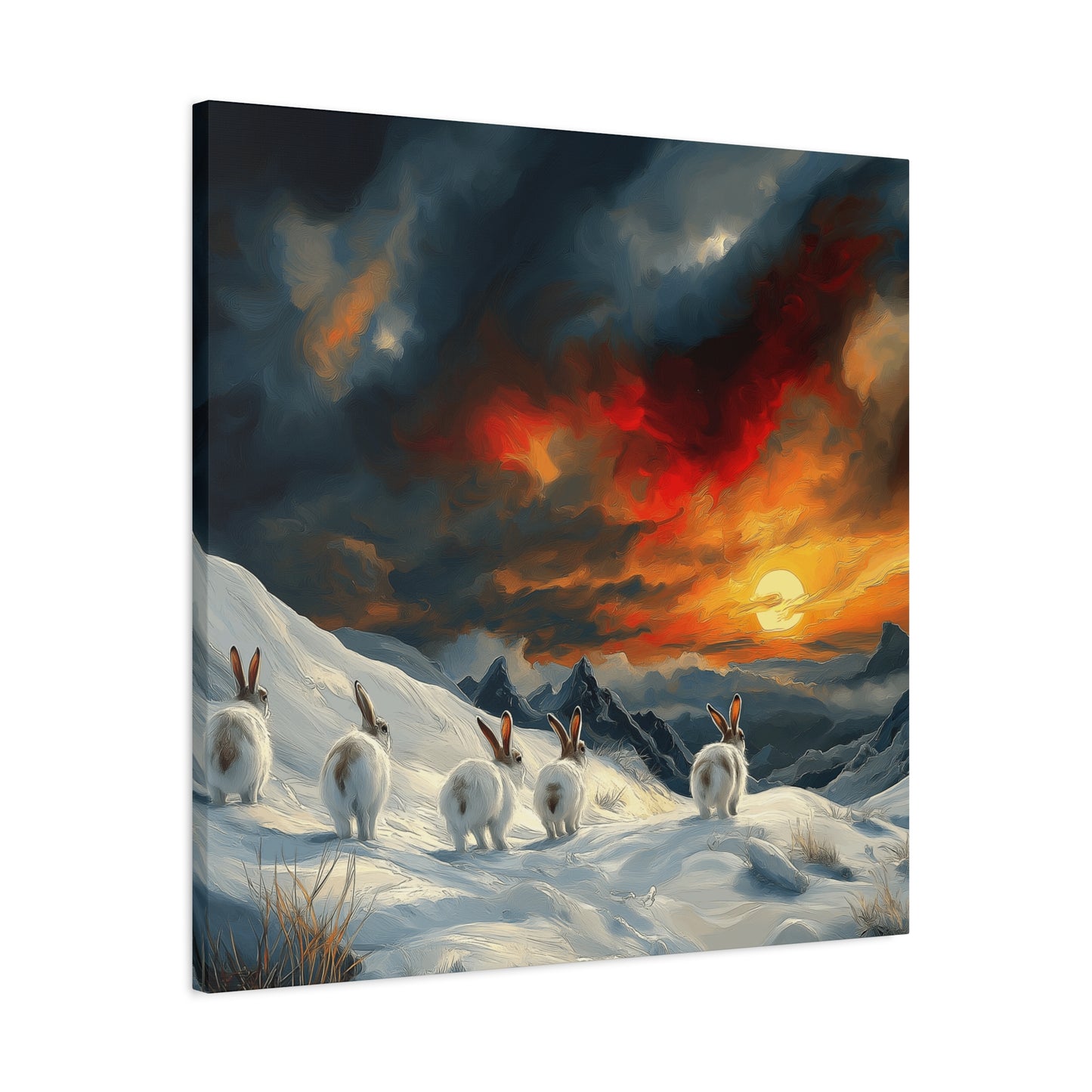 Serene Bunny Landscape Canvas Art - Scenic Home Décor for Animal Lovers