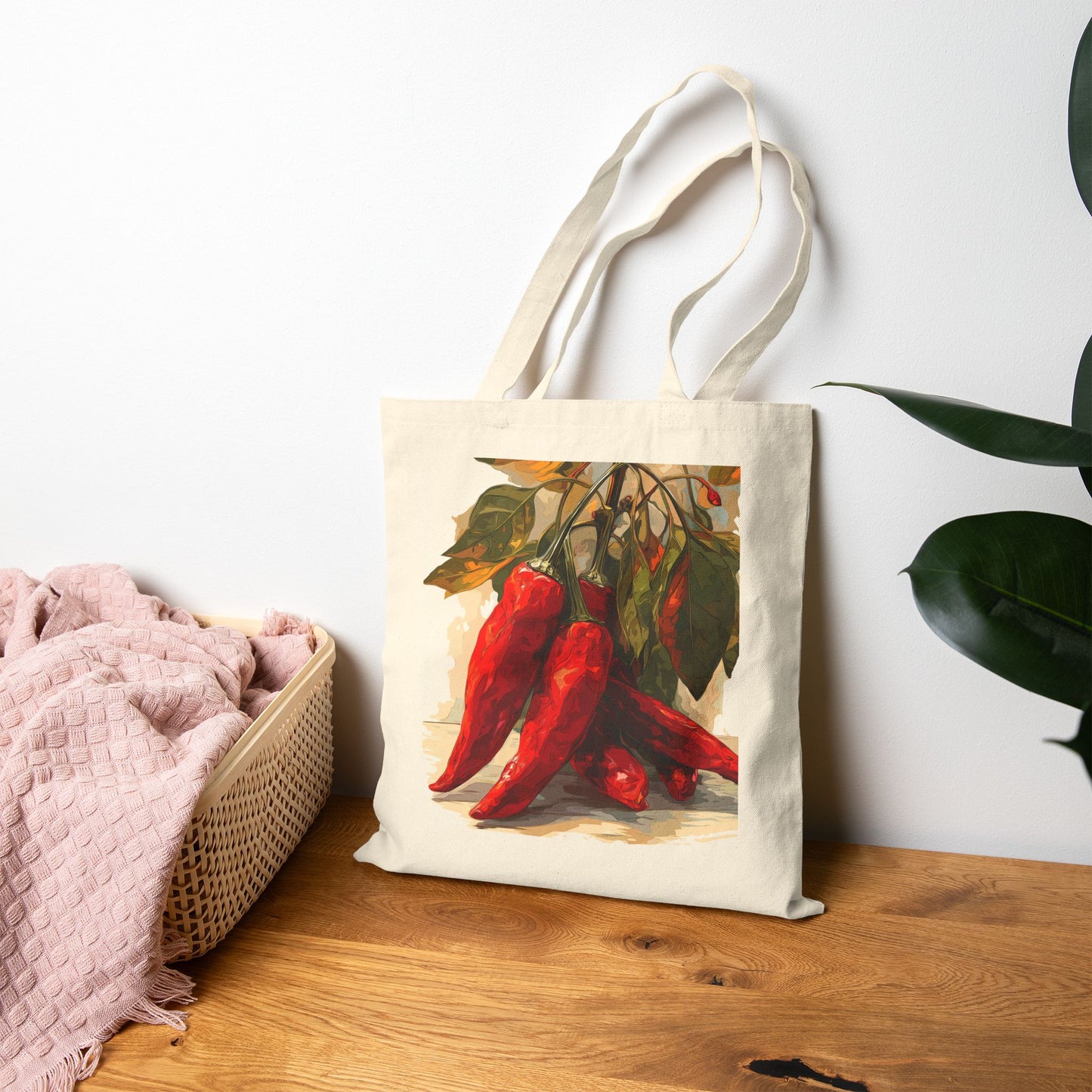 Vibrant Chili Pepper Tote Bag, Eco-Friendly Shopper Bag, Grocery Tote, Gift for Farmers Market Lovers, Cooking Enthusiasts