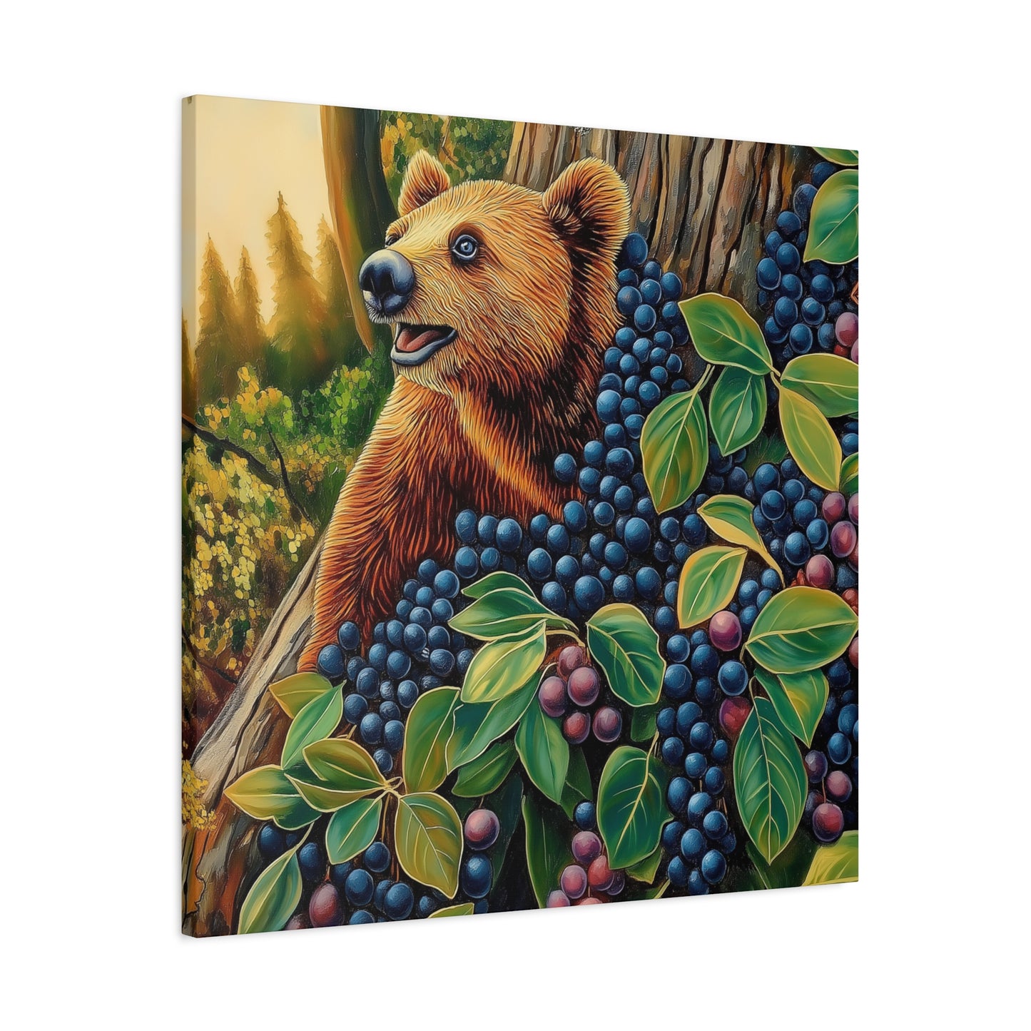 Canvas Print Bear Cub with Berries