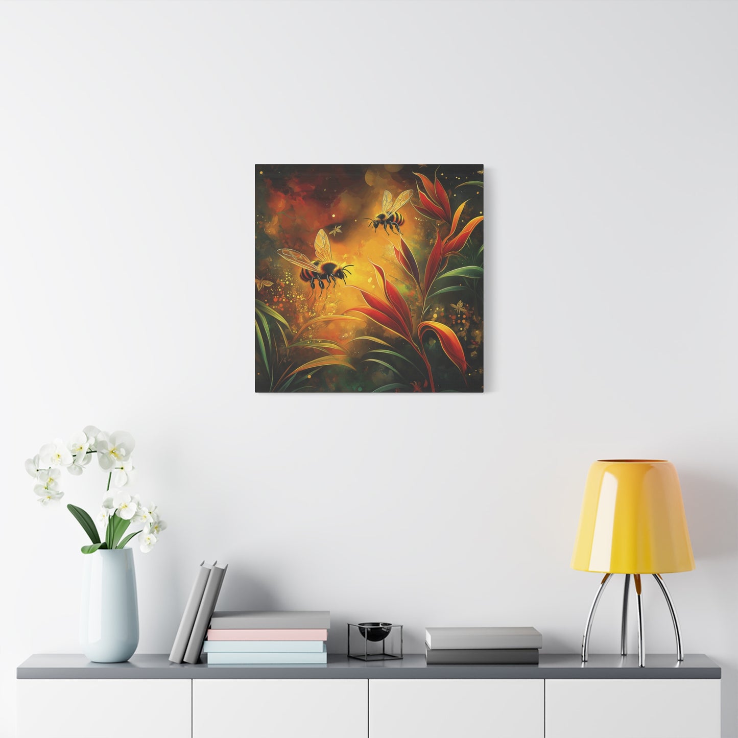 Bee-Inspired Matte Canvas Wall Art - Vibrant Nature Decor