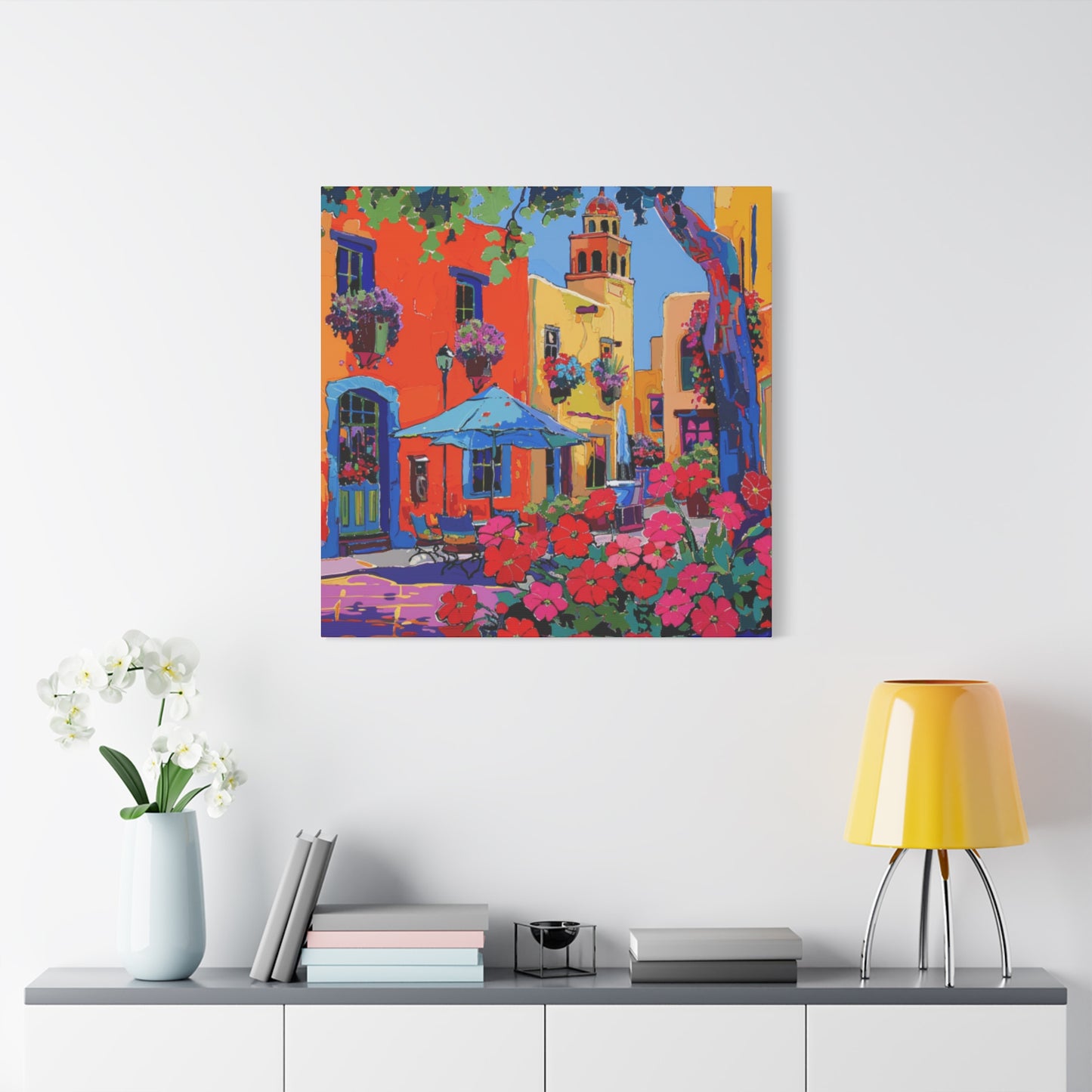 Canvas Print Santa Fe Festive Street Scene