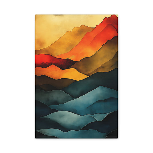 Vibrant Mountain Landscape Canvas Art - 1.25" Stretched Wall Décor