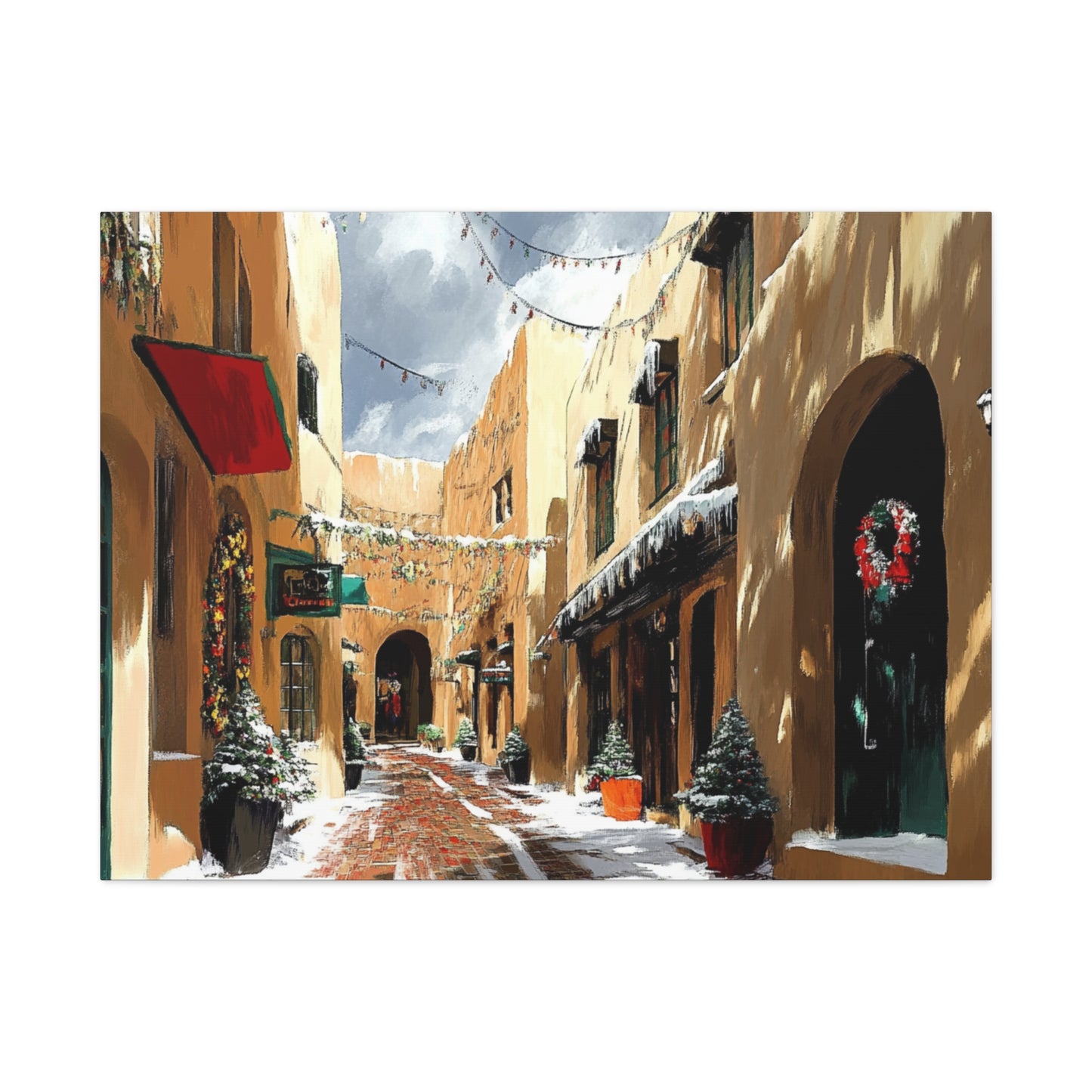 Canvas Wall Art - Santa Fe Winter Christmas Alley 22