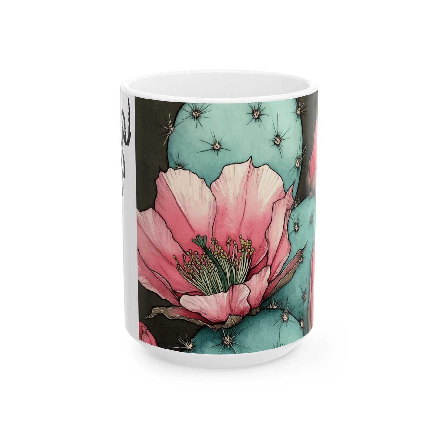 Floral Cactus Ceramic Mug -THRIVE