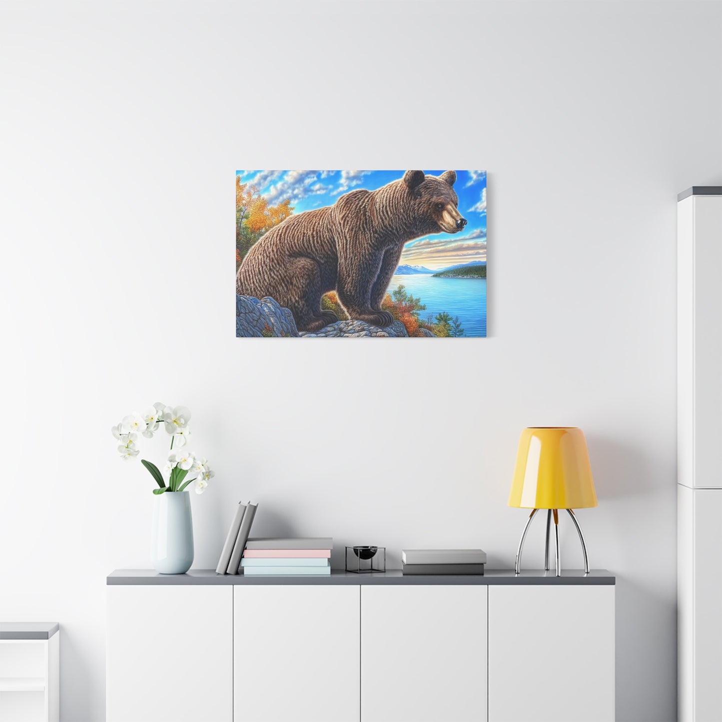 Canvas Wall Art - Colorado Brown Bear near Lake