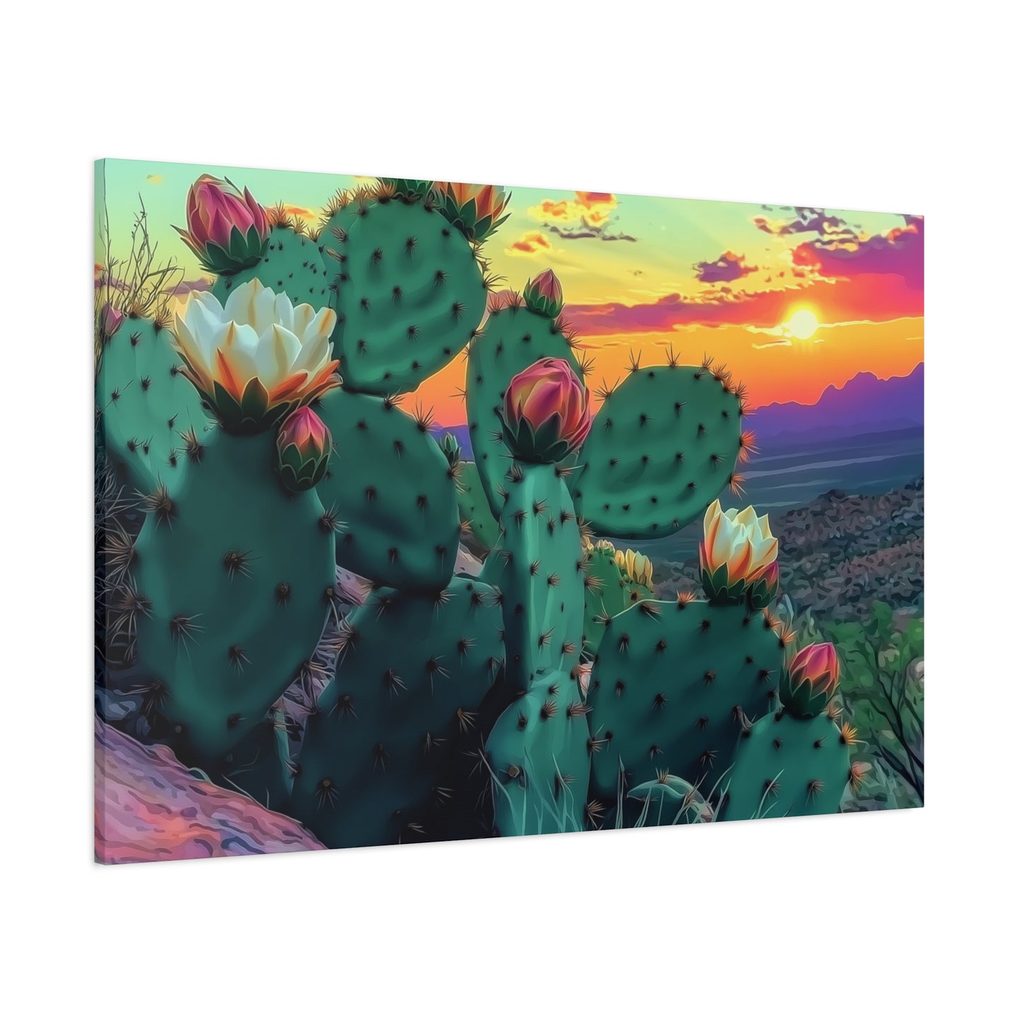 Canvas Print - Prickly Pear Blooming Vista 3