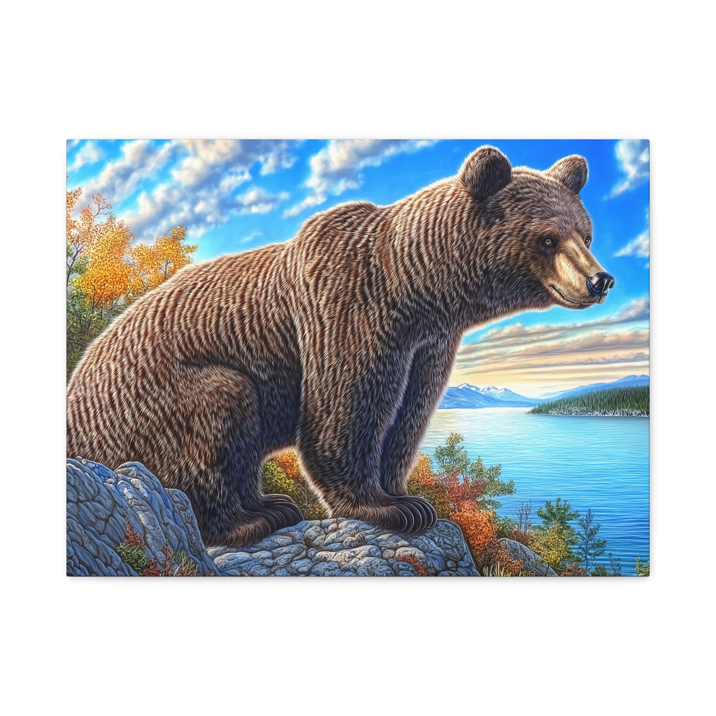 Canvas Wall Art - Colorado Brown Bear near Lake
