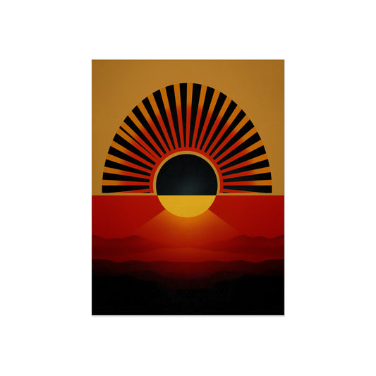 Sunrise Horizon Giclee Fine Art Poster — Retro Geometric Sunset Wall Art