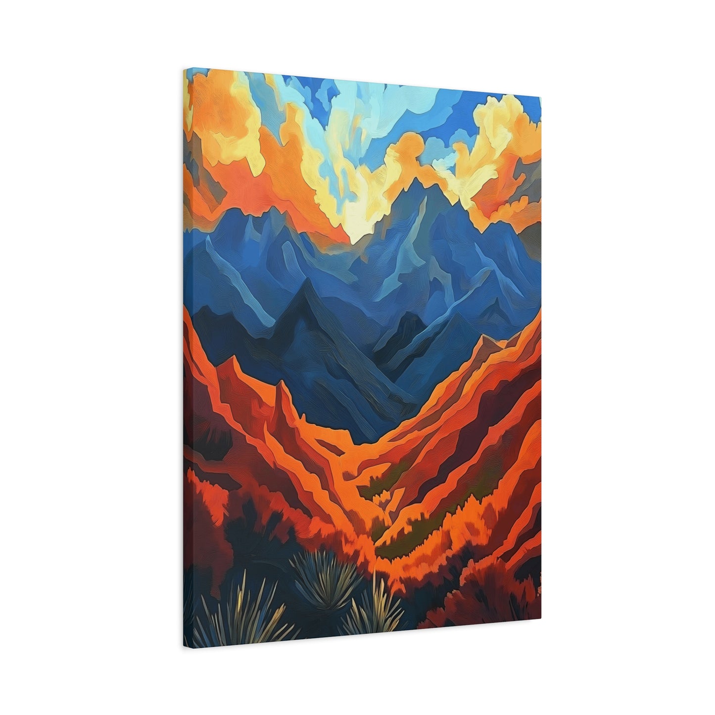 "Where are We?" Vibrant Mountain Landscape Canvas Art
